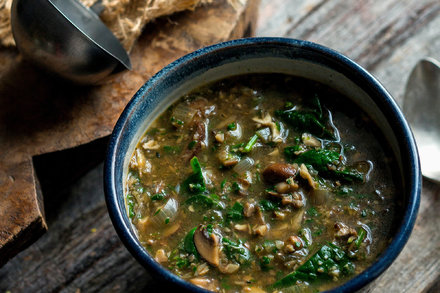 Image for Mushroom-Spinach Soup With Cinnamon, Coriander and Cumin