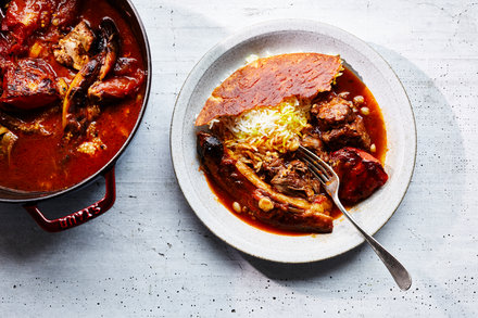 Image for Khoresh-e Bademjoon (Persian Lamb, Eggplant and Tomato Stew)