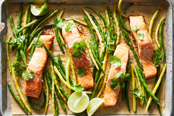 Image for Maple and Miso Sheet-Pan Salmon With Green Beans