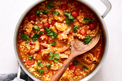 Image for One-Pan Shrimp and Pearl Couscous With Harissa