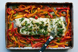 Image for Sheet-Pan Roasted Fish With Sweet Peppers