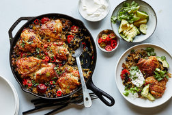 Image for Skillet Chicken With Black Beans, Rice and Chiles