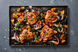 Image for Spicy Sheet-Pan Chicken With Sweet Potatoes and Kale