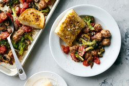 Image for Sheet-Pan Sausage Meatballs With Tomatoes and Broccoli