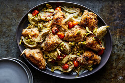 Image for Sheet-Pan Chicken With Artichokes and Herbs