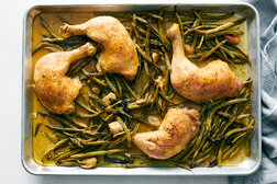 Image for Slow-Roasted Chicken With Garlicky Green Beans and Sage