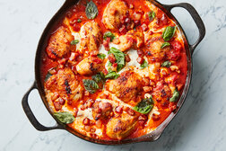 Image for Skillet Chicken With Tomatoes, Pancetta and Mozzarella