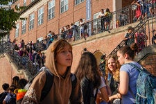 Students at the Adams campus of Oyster-Adams Bilingual School in Washington, D.C., on the first day of school in August. The school system pays $20,000 annual bonuses to high-performing teachers in select schools, and top teachers earn upward of $140,000 a year.