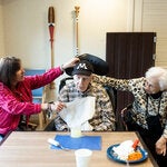 Anne Palm with her parents, Donald and Florence Reiners, when they both lived at the Waters of Excelsior, an assisted-living facility near Minneapolis.