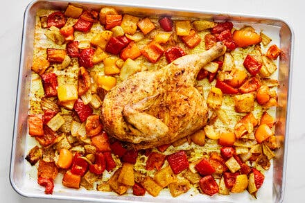 Curry Roasted Half Chicken and Peppers