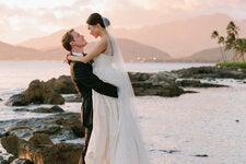 Evan Bates and Madison Chock, champion ice skating partners for the last 13 years, were married on June 20 at Lanikuhonua Cultural Institute, Oahu, Hawaii.