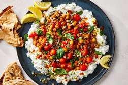 Image for Curry Tomatoes and Chickpeas With Cucumber Yogurt