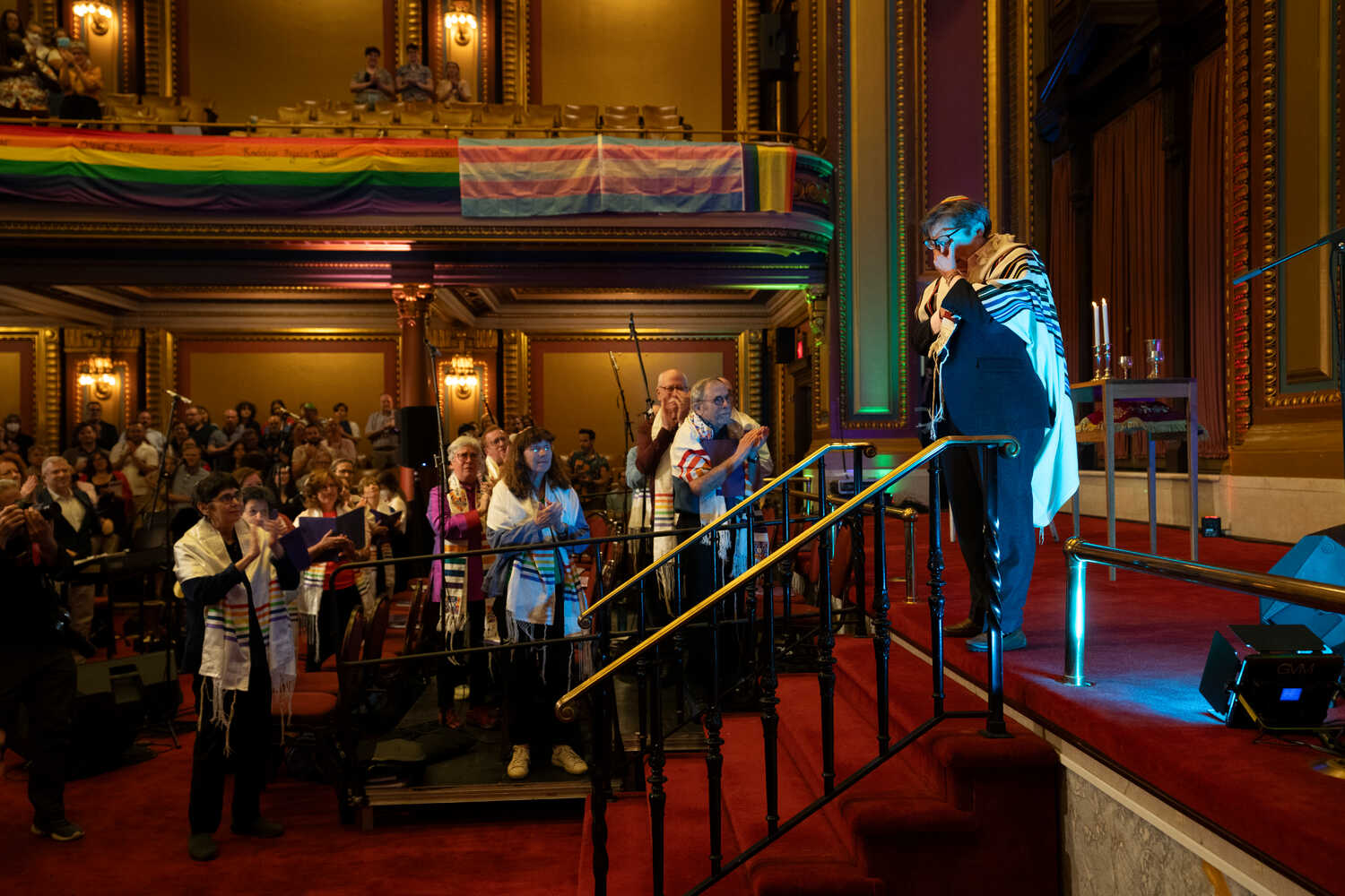 Rabbi Sharon Kleinbaum at her final service as senior rabbi at Congregation Beit Simchat Torah in Midtown Manhattan.