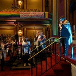 Rabbi Sharon Kleinbaum at her final service as senior rabbi at Congregation Beit Simchat Torah in Midtown Manhattan.