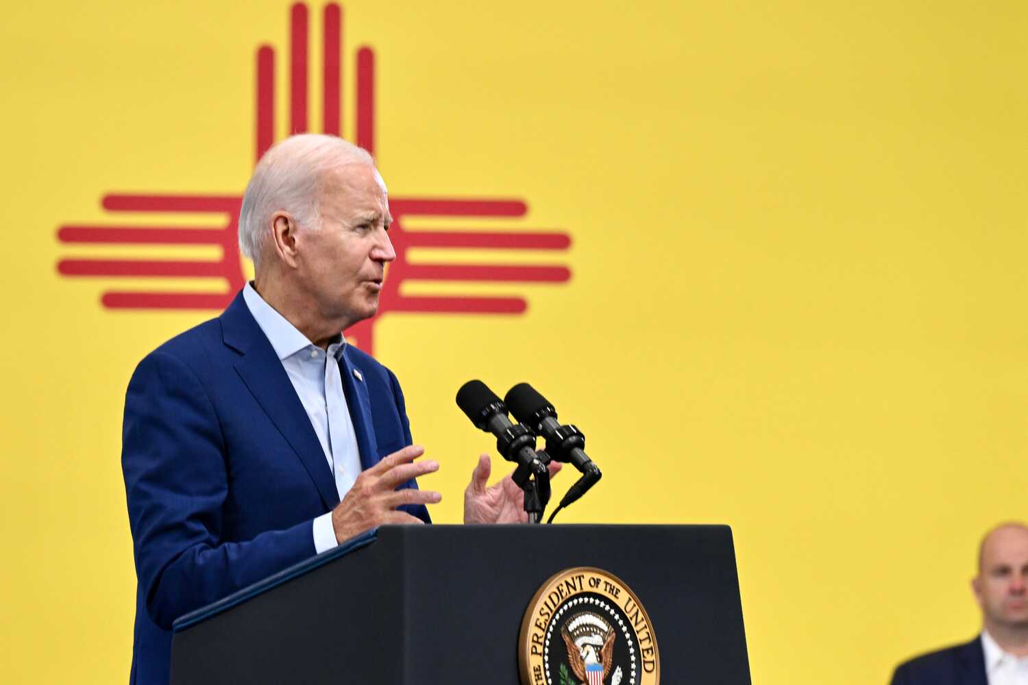 President Biden in Belen, N.M., last year. New Mexico has not gone for a Republican president since 2004.