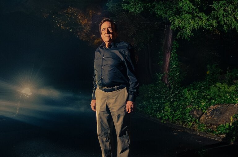 Jack Teich in the driveway of his home in Westchester County, N.Y., in June.