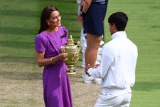 Catherine, Princess of Wales, presented the trophy to Carlos Alcaraz after he won the men’s singles final against Novak Djokovic.