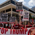 The hourslong rally and march drew demonstrators galvanized by a range of causes, including Palestinian rights, police reform and L.G.B.T.Q. rights, as well as general fear about the country’s future in a second Trump administration.