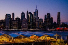 A meteor crossed over the Manhattan skyline.