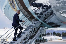 President Biden boarding Air Force One in Las Vegas on Wednesday.