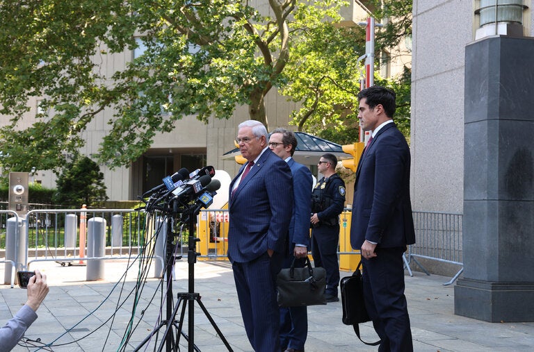 Senator Robert Menendez, addressing the news media after the guilty verdict was announced in his corruption trial, vowed to appeal. 