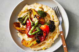 Image for Corn Grits With Charred Peppers and Broccoli 