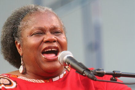 Bernice Johnson Reagon performing in 2008. “I sang and heard the freedom songs,” she wrote, “and saw them pull together sections of the Black community at times when other means of communication were ineffective.”