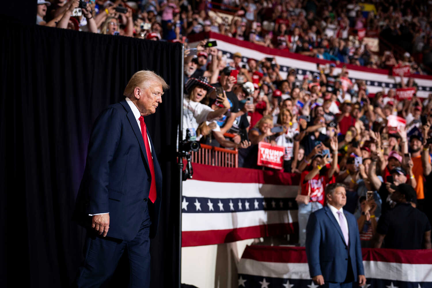 Former President Donald J. Trump at a campaign rally at the New Holland Arena in Harrisburg, Pa., late last month.