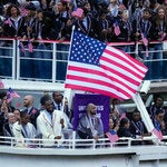 The U.S. Olympic team at the opening ceremony. The Americans won the medal count — by most measures.