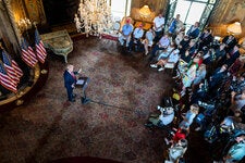 Former President Donald J. Trump held a hastily scheduled news conference on Thursday at his Mar-a-Lago club in Florida.