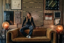 Kelly Wearstler at home in Beverly Hills, where she recently installed a gallery wall in her family room.