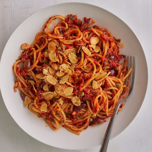 Harissa Puttanesca With Toasted Almonds