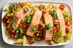 Image for Oven-Seared Salmon With Corn and Tomatoes