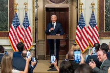 President Biden joked about his retirement during a conference at the White House on Wednesday for online content creators.