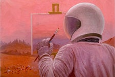 Paul Gagner’s “Plein Air Painting on Mars,” 2024, oil on canvas.