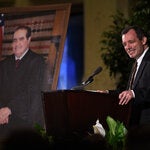 John F. Manning speaking at a memorial service in 2016 for the Supreme Court justice Antonin Scalia. Mr. Manning clerked for Justice Scalia in the 1980s.