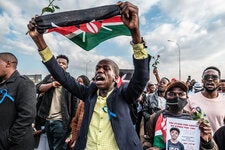 Friends and family gathered for a funeral procession in memory of Beasley Kogi, who was shot dead during protests in Nairobi over a finance bill that they said would have raised the cost of living for many Kenyans.