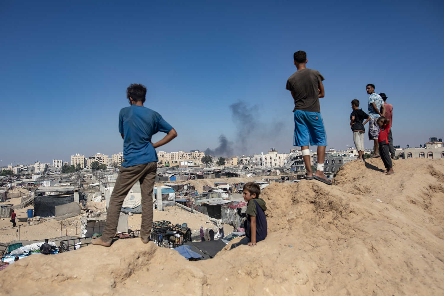 Palestinians in Khan Younis, in the southern Gaza Strip, on Friday.