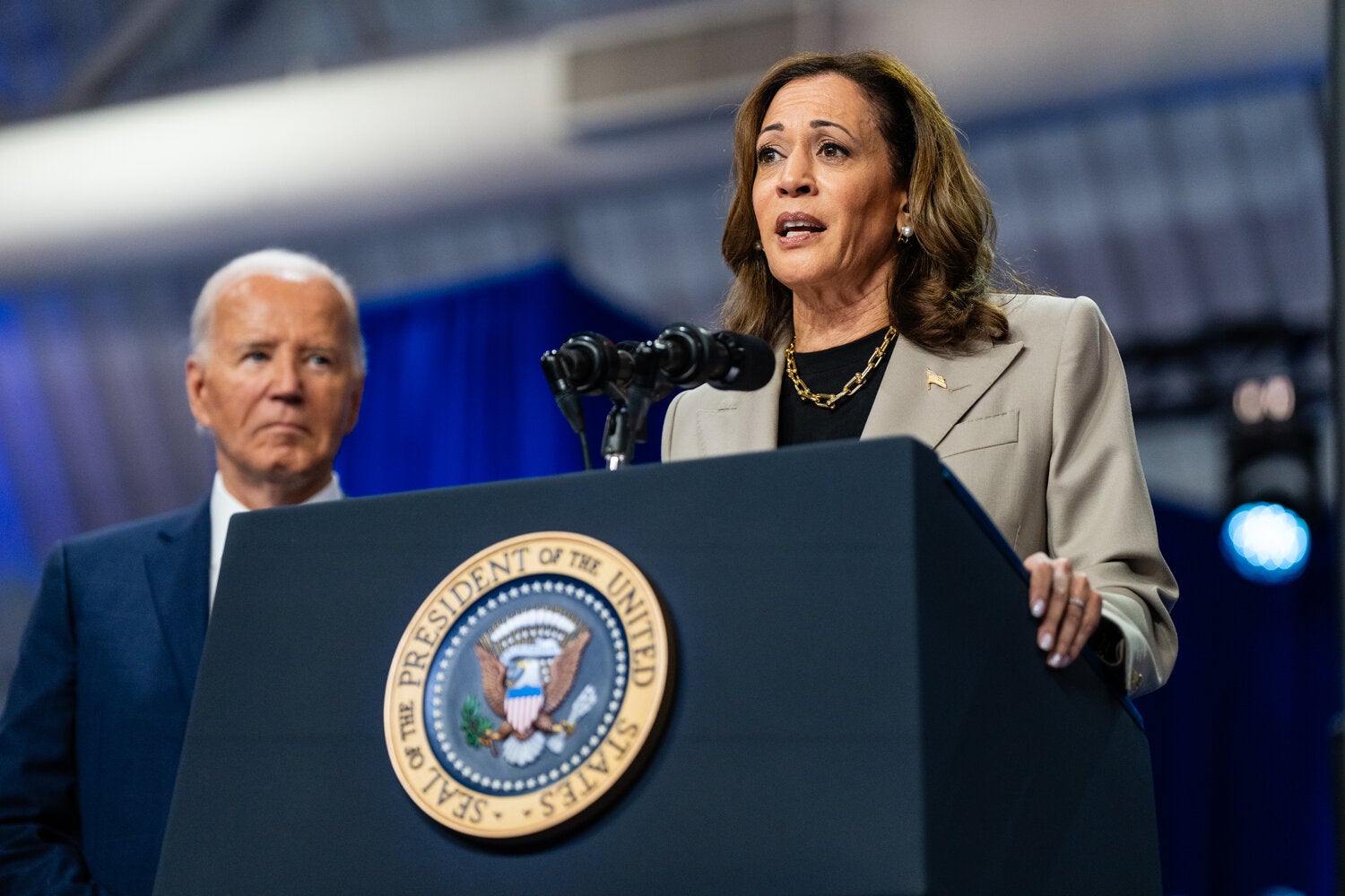 Vice President Kamala Harris is expected to recalibrate President Biden’s policy themes in a bid to emphasize the Democratic economic agenda as an asset.