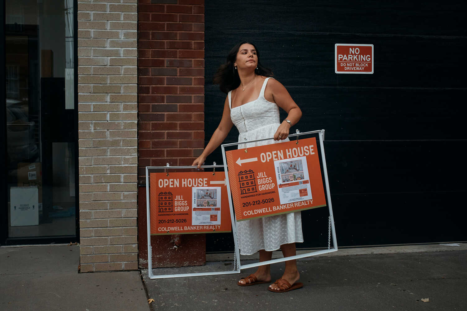 Tianna Peluso, a real estate agent, preparing for an open house on Saturday for a $1.2 million condo in Jersey City, N.J.