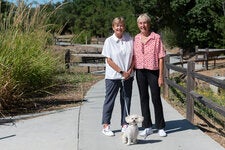 Susan Quillin, left, and Jean Nelsen with Poppy in Sonoma County, Calif., where they looked for a new home with a budget of about $950,000. The couple focused their search in the city of Petaluma, but considered Santa Rosa too.